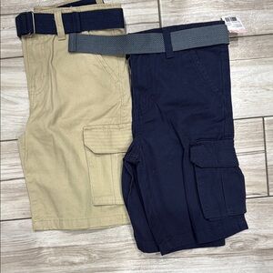 Kids Cargo Shorts Set - Navy and Tan